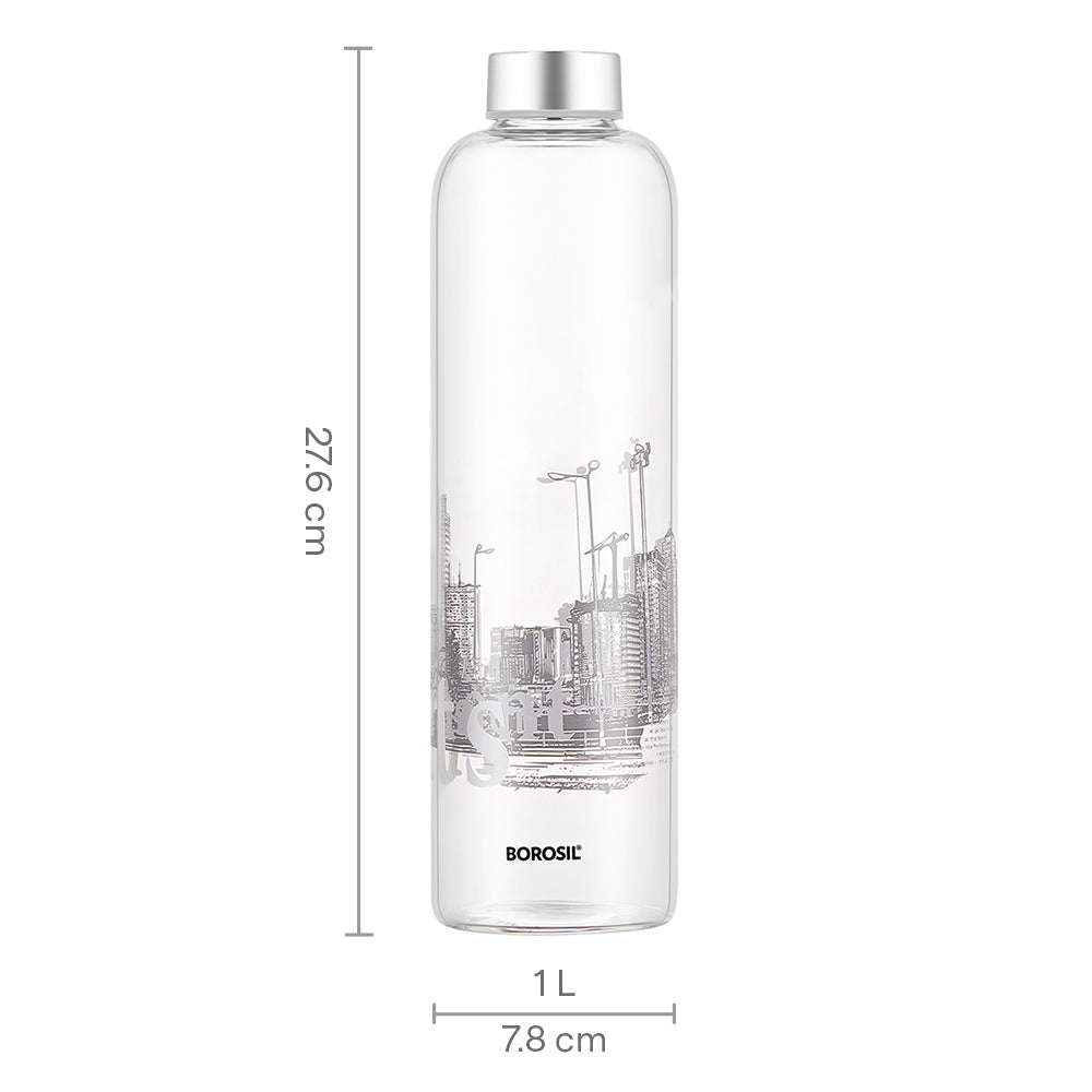 Crysto Narrow Roma Glass Bottle with Silver Lid