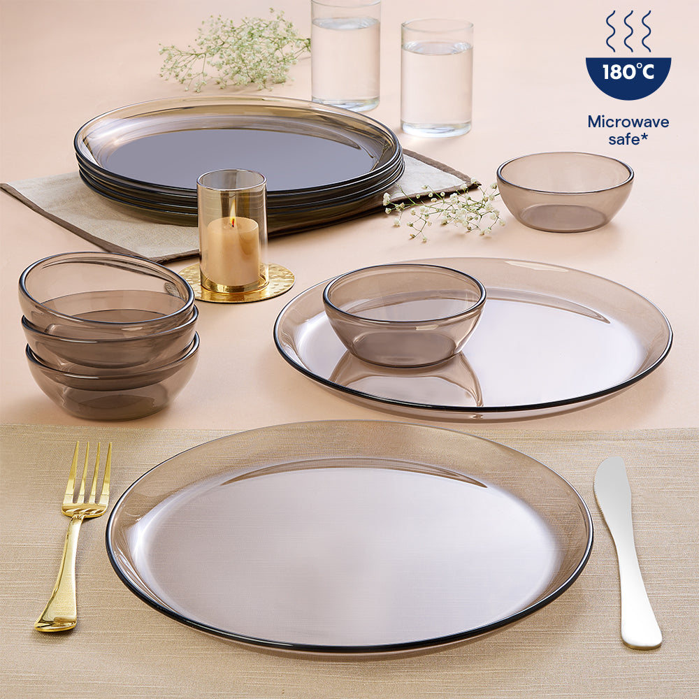 Aura Ion Glass Dinner Set, Brown