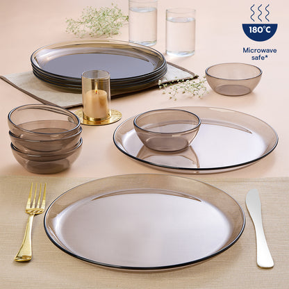 Aura Ion Glass Dinner Set, Brown