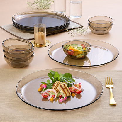 Aura Ion Glass Dinner Set, Brown