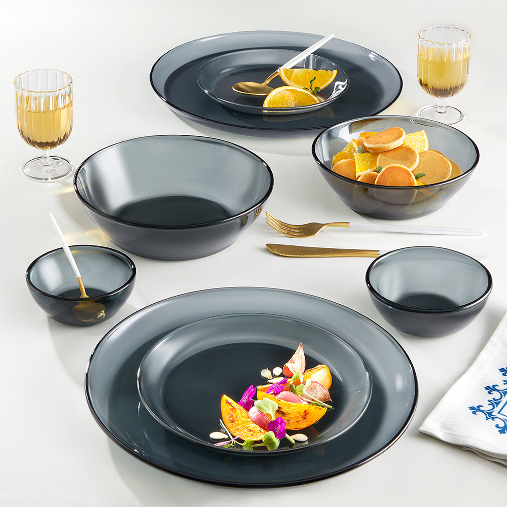 Aura Ion Glass Dinner Set, Grey