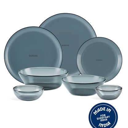 Aura Ion Glass Dinner Set, Grey