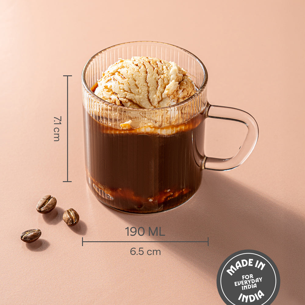 Borosil Vision Fluted Classic Mug Set, 190ml x 6