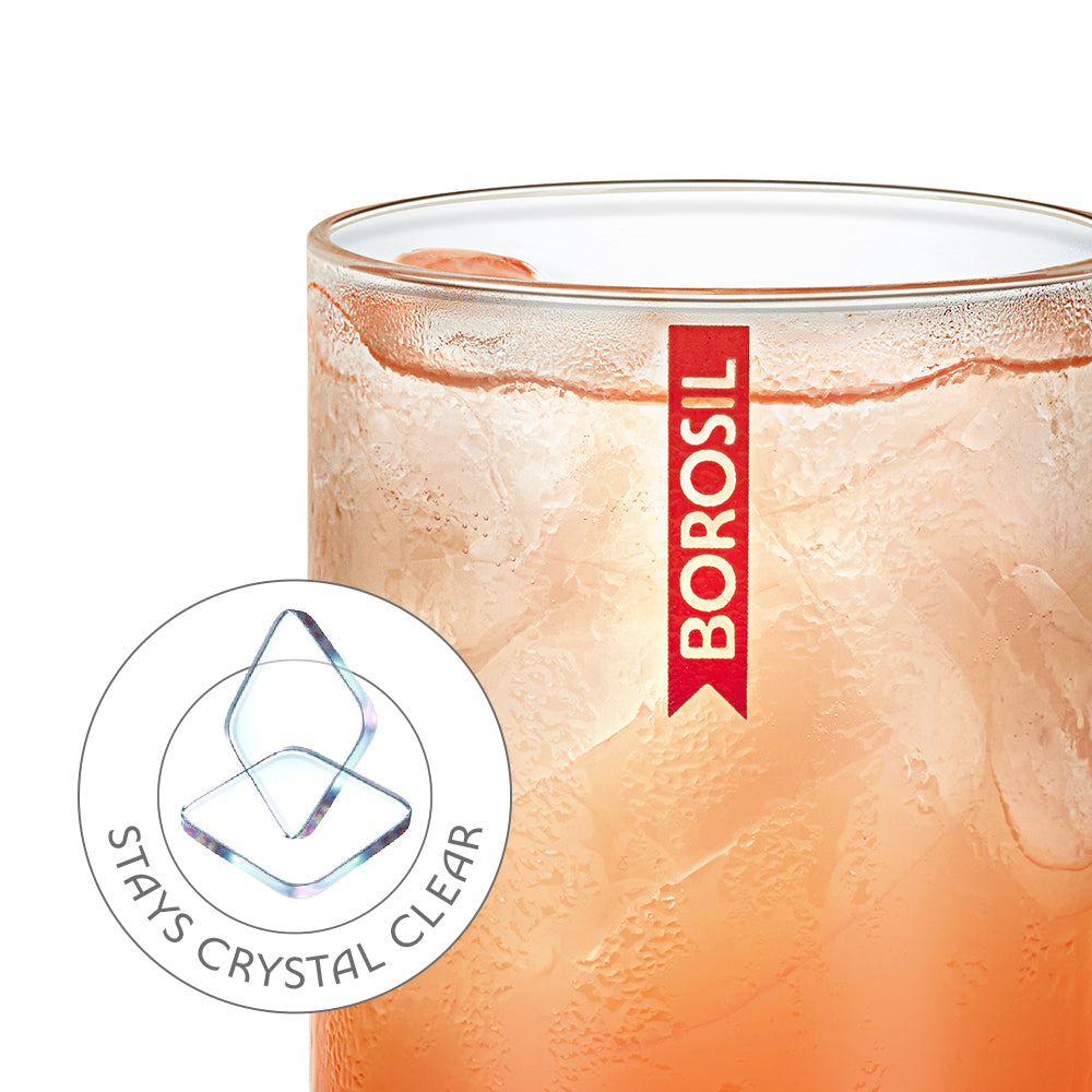 Borosil Vision Glass Set of 6, 295 ml, Cappuccino