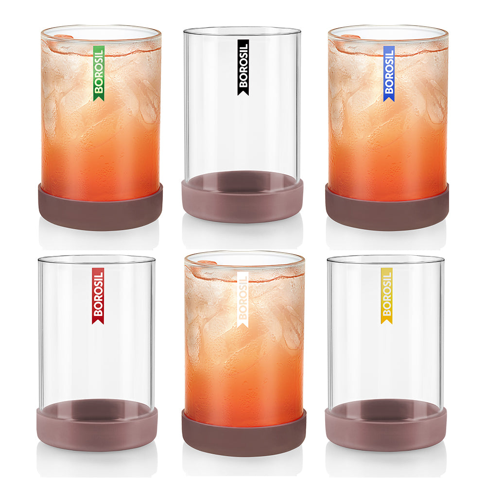 Borosil Vision Glass Set of 6, 295 ml, Cappuccino