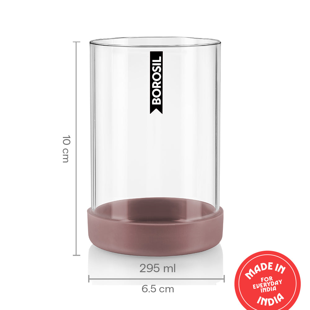 Borosil Vision Glass Set of 6, 295 ml, Cappuccino