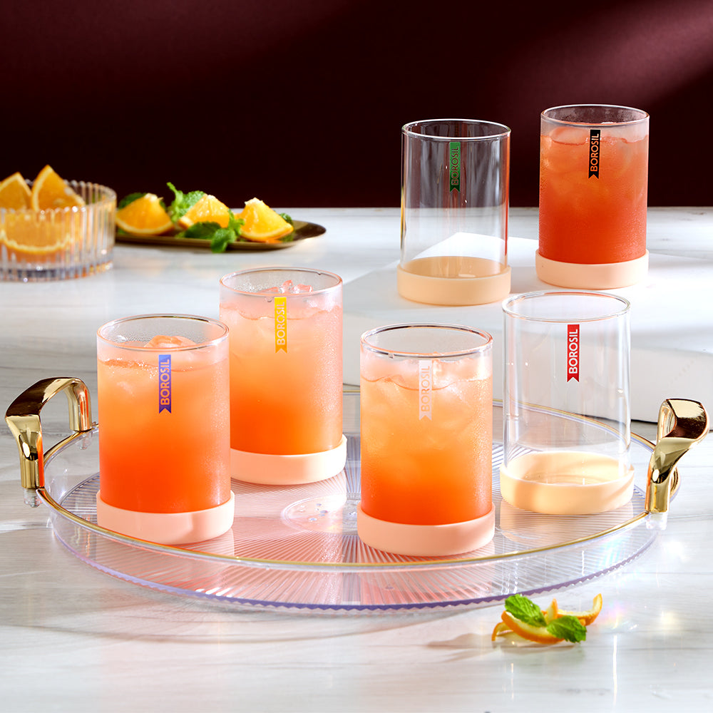 Borosil Vision Glass Set of 6, 295 ml, Sand