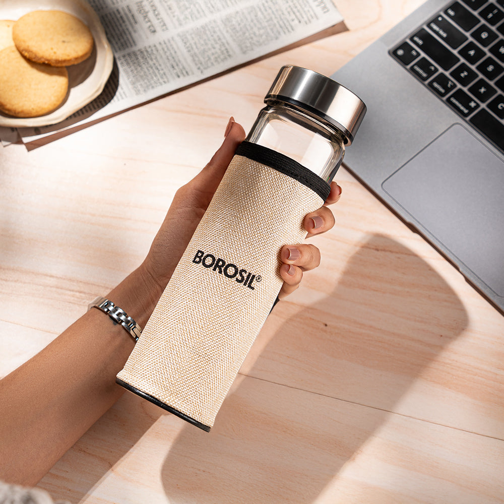 Neo Clear Glass Bottle Wide Mouth w Jute Cover