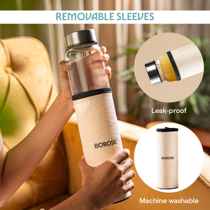 Neo Clear Glass Bottle Wide Mouth w Jute Cover