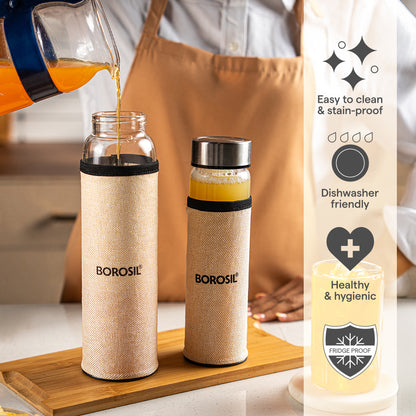 Neo Clear Glass Bottle Wide Mouth w Jute Cover