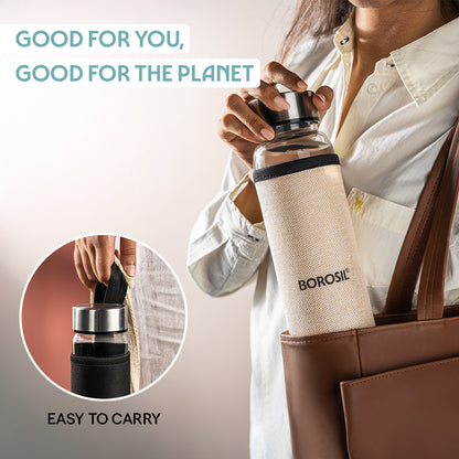 Neo Clear Glass Bottle Wide Mouth w Jute Cover