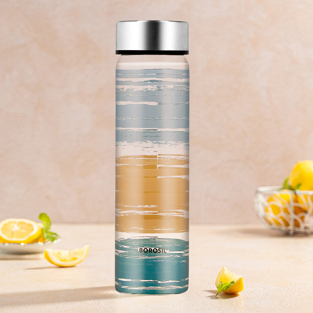 Neo Wide Mouth Glance Glass Bottle with Silver Lid