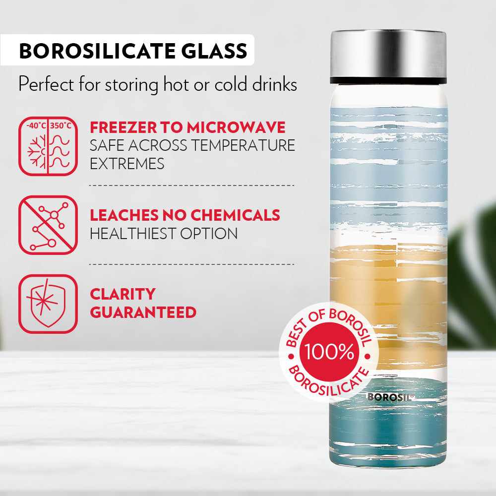 Neo Wide Mouth Glance Glass Bottle with Silver Lid