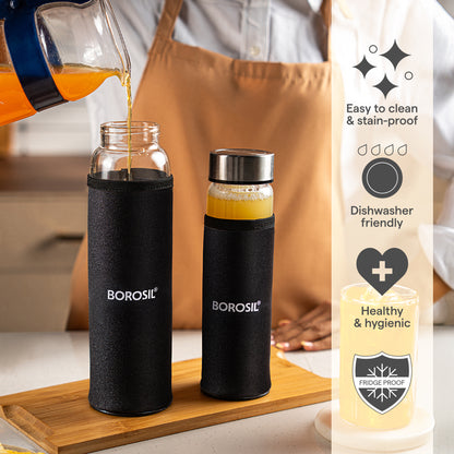 Neo Clear Glass Bottle Wide Mouth w Neoprene Cover