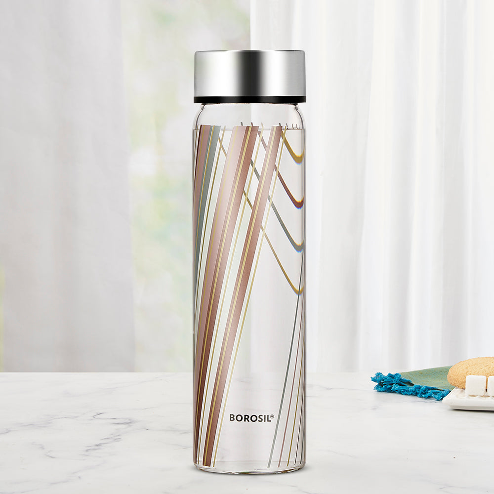 Neo Wide Mouth Prism Glass Bottle with Silver Lid