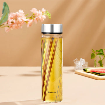 Prism Glass Bottle w Wide Mouth, Silver Lid