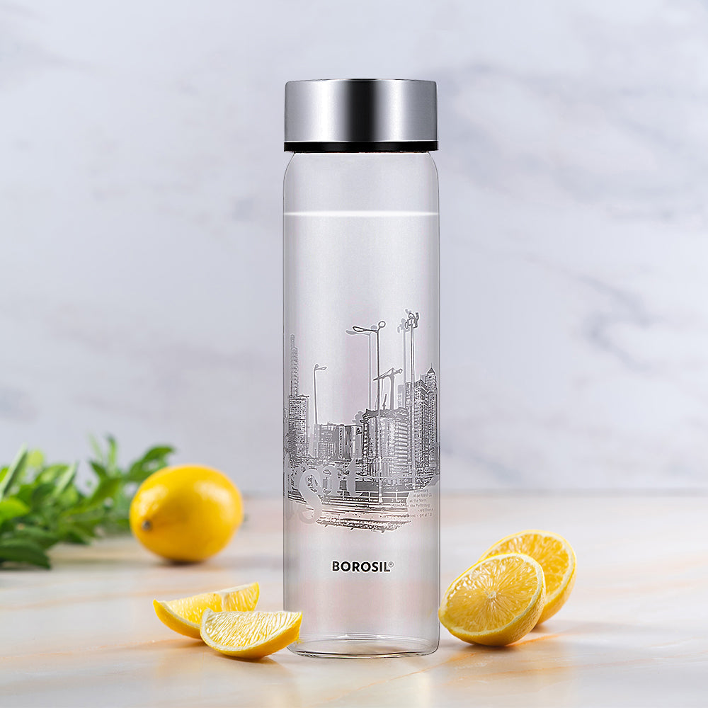 Neo Wide Mouth Roma Glass Bottle with Silver Lid