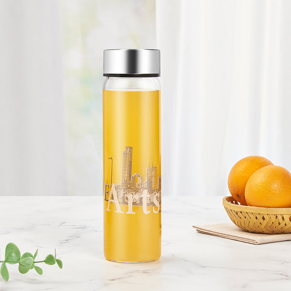 Roma Glass Bottle w Wide Mouth, Silver Lid, 550ml