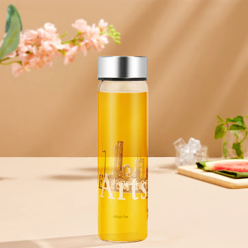 Roma Glass Bottle w Wide Mouth, Silver Lid