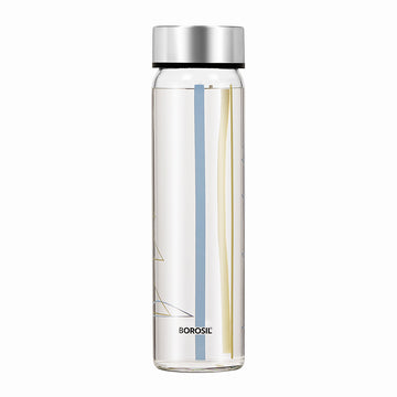 Sintra Glass Bottle w Wide Mouth, Silver Lid