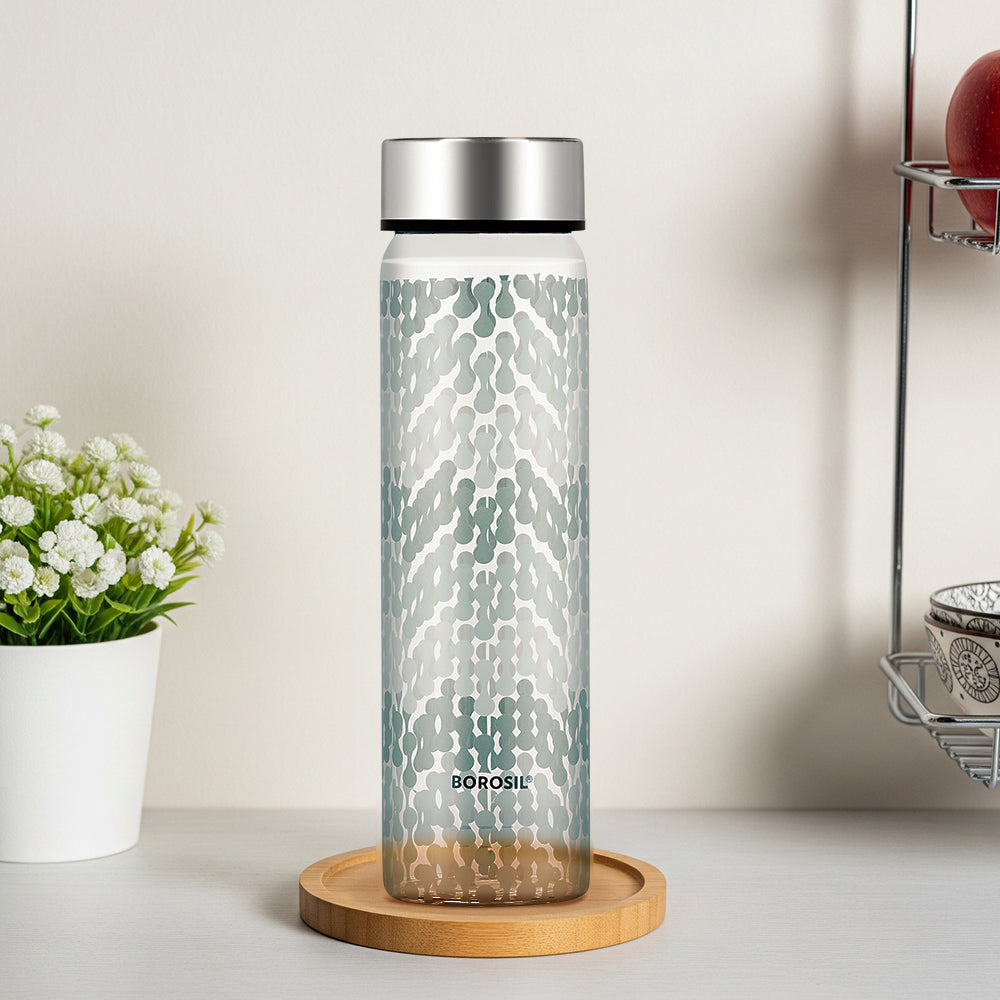 Neo Wide Mouth Vista Glass Bottle with Silver Lid