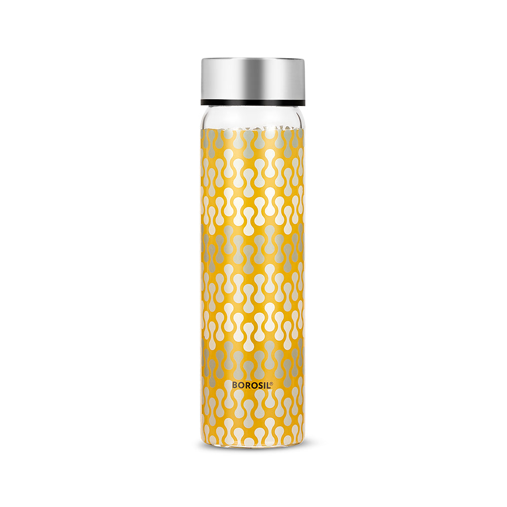 Vista Glass Bottle w Wide Mouth, Silver Lid, 550ml