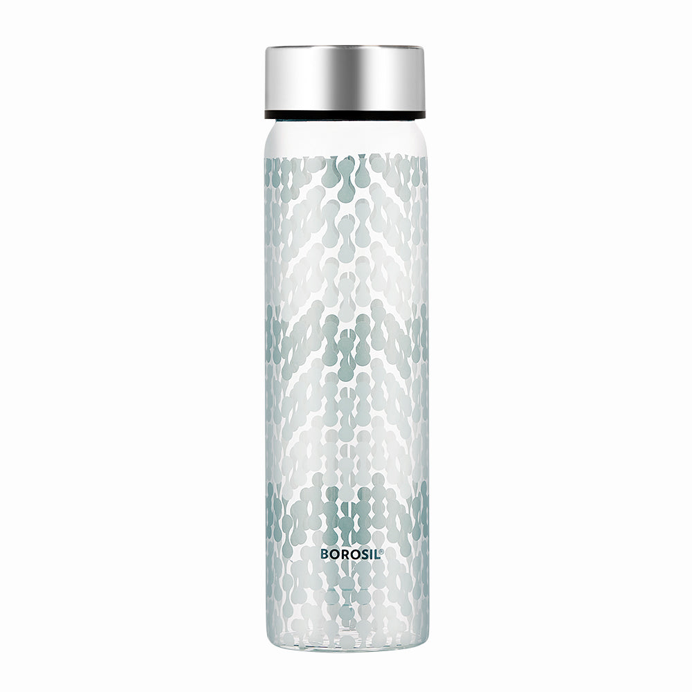 Vista Glass Bottle w Wide Mouth, Silver Lid, 550ml