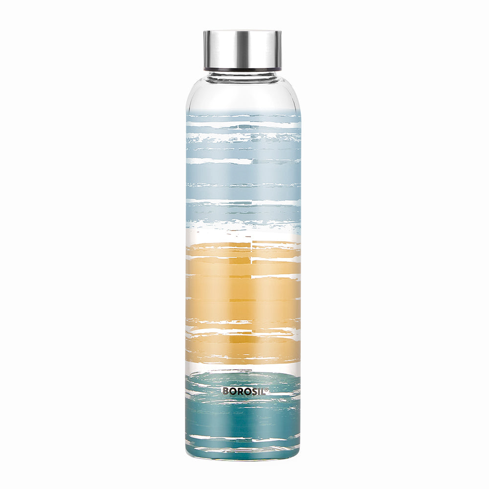 Glance Glass Bottle w Narrow Mouth, Silver Lid, 550ml