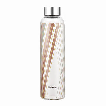Prism Glass Bottle w Narrow Mouth, Silver Lid