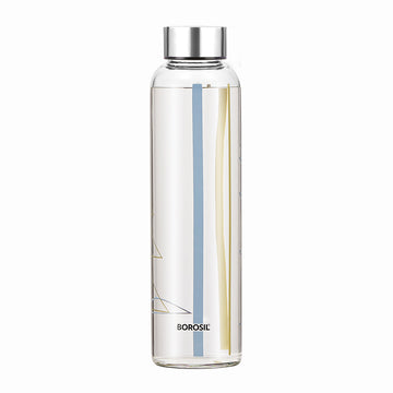 Sintra Glass Bottle w Narrow Mouth, Silver Lid
