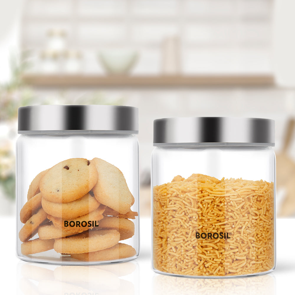 Borosil Endura Airtight Glass Jar Set, 600ml x 2