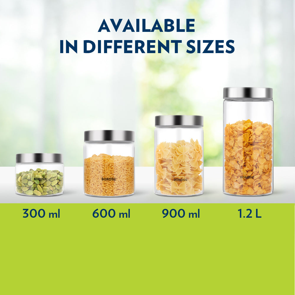 Borosil Endura Airtight Glass Jar Set, 1.2Lx2