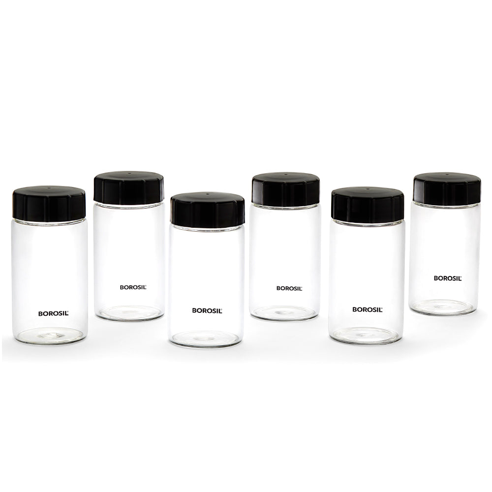 Borosil Neo Fridge Proof Glass Spice Jars Set of 6 , 250 Ml