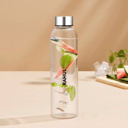 Personalised Crysto Slim Clear Glass Bottle