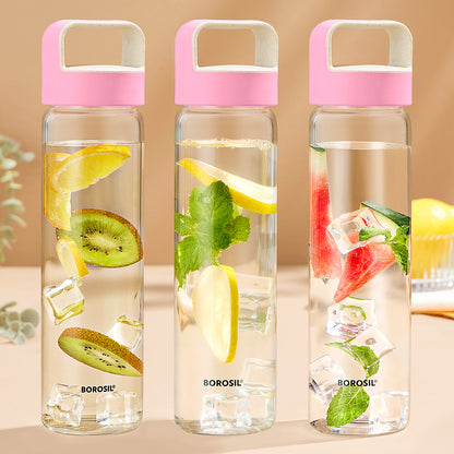 Neo Clear Glass Bottle Set - Husk Lid, Pink