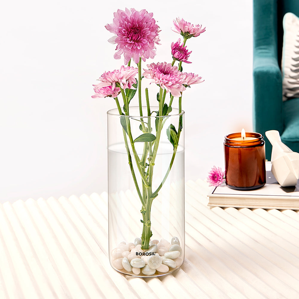 Clear Glass Cylindrical Vase