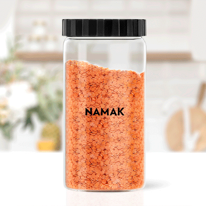 Endura Airtight Glass Jar with Black Lid, Personalise