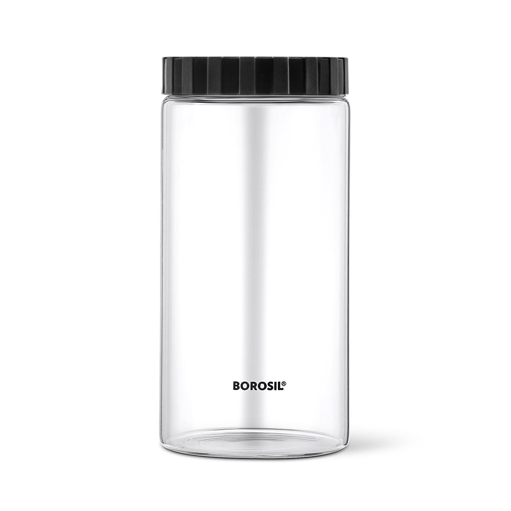 Borosil Endura Airtight Glass Jar with PP Lid Gray , 1.2 L