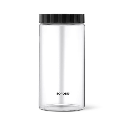 Borosil Endura Airtight Glass Jar with PP Lid Gray , 1.2 L