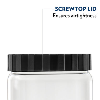 Endura Airtight Glass Jar with Black Lid, Personalise