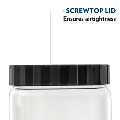 Borosil Endura Airtight Glass Jar with PP Lid Gray , 1.2 L