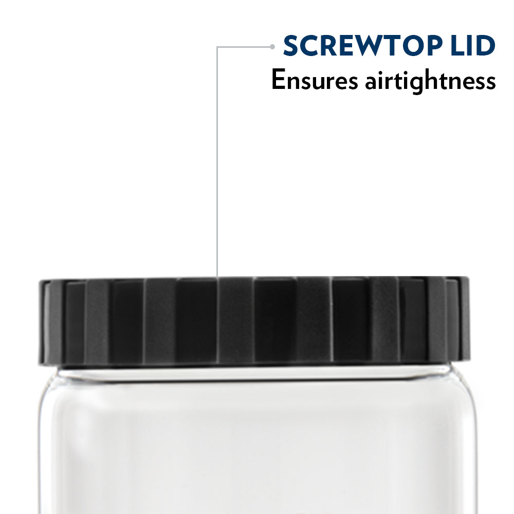 Borosil Endura Airtight Glass Jar, Black Lid-Personalise