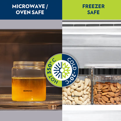 Borosil Endura Airtight Glass Jar with PP Lid Gray , 1.2 L