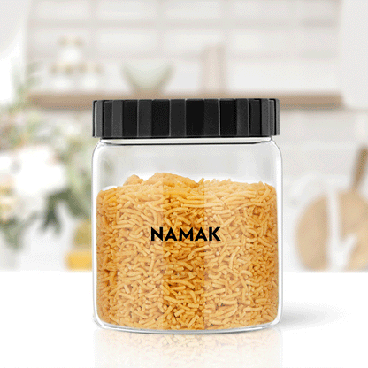 Endura Airtight Glass Jar with Black Lid, Personalise