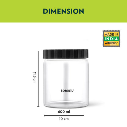 Endura Airtight Glass Jar with Black Lid, Personalise