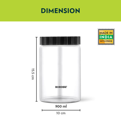 Endura Airtight Glass Jar with Black Lid, Personalise