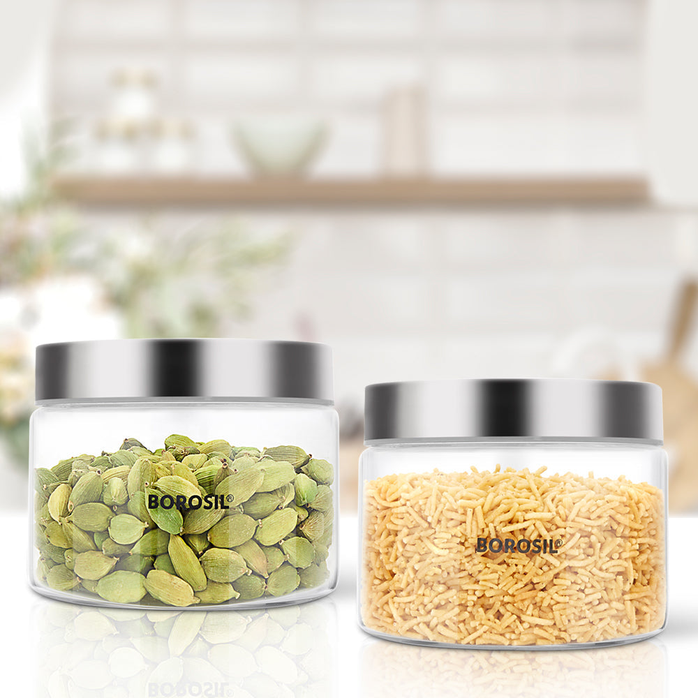Borosil Endura Airtight Glass Jar Set, 350ml x 2