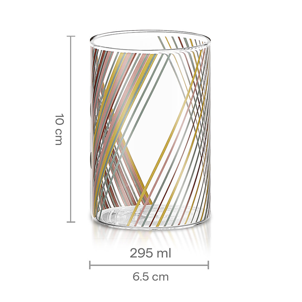 Borosil Prism Glass Medium Set of 6, 295 Ml