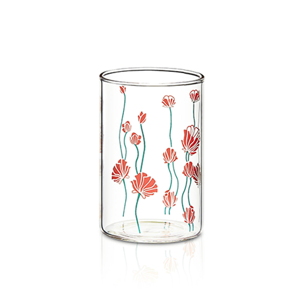 Vision Glass Red Buds Medium Tumbler Set