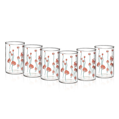 Vision Glass Red Buds Medium Tumbler Set